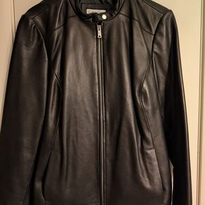 Calvin Klein Black Leather Jacket Fitted Silhouette
